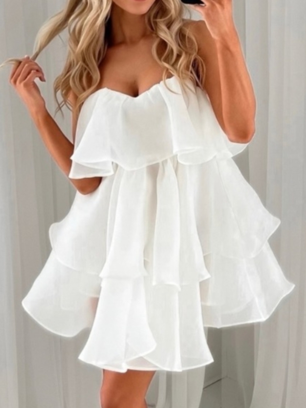 Ruffle Strapless Mini Dress